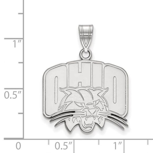 14k White Gold Ohio U. Large Logo Pendant